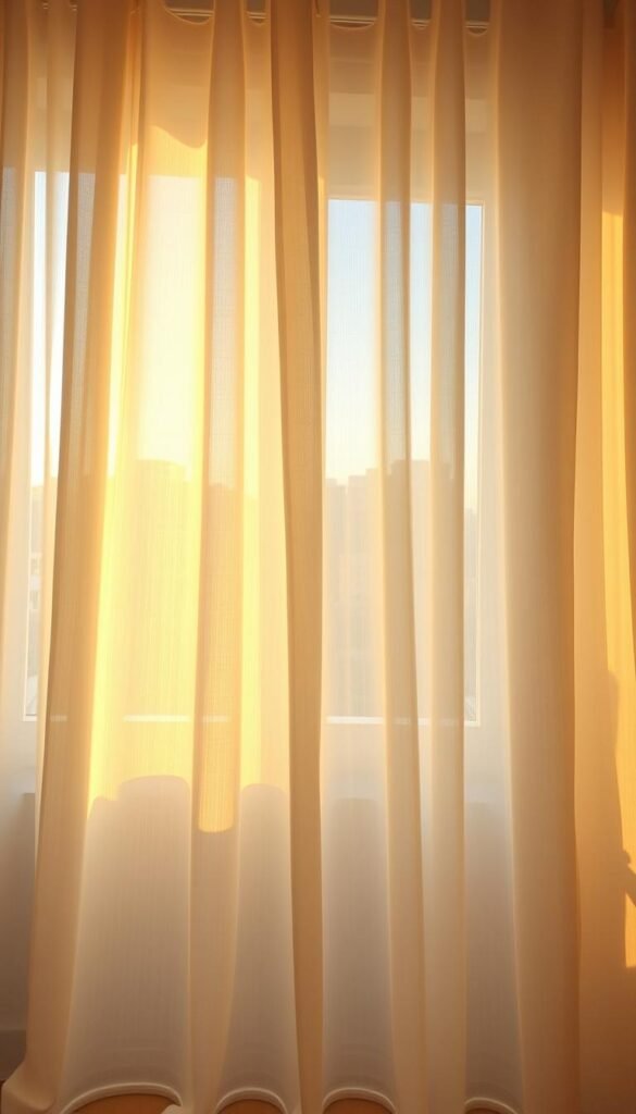A cozy cafe-style curtain panels gently swaying in a soft, diffused light. The sheer fabric filters the sunlight, creating a warm, inviting glow that bathes the room in a comforting ambiance. The curtains hang gracefully, their folds and pleats adding visual depth and texture. The lighting casts a gentle, golden hue, casting shadows and highlights that accentuate the delicate nature of the fabric. The scene evokes a sense of privacy and tranquility, perfect for a peaceful, relaxing bedroom space. A cozy cafe-style curtain panels gently swaying in a soft, diffused light. The sheer fabric filters the sunlight, creating a warm, inviting glow that bathes the room in a comforting ambiance. The curtains hang gracefully, their folds and pleats adding visual depth and texture. The lighting casts a gentle, golden hue, casting shadows and highlights that accentuate the delicate nature of the fabric. The scene evokes a sense of privacy and tranquility, perfect for a peaceful, relaxing bedroom space.