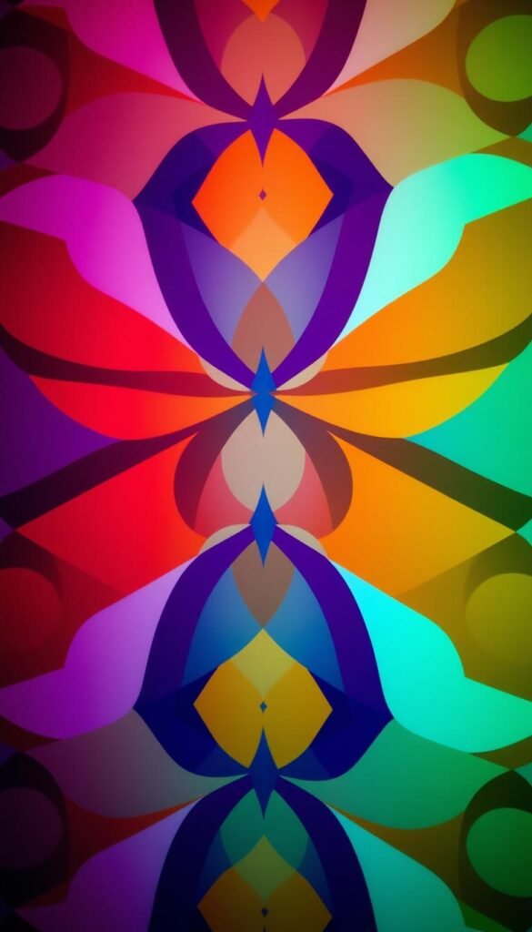 A vibrant, high-resolution wallpaper pattern design, featuring a striking symmetrical arrangement of bold, overlapping geometric shapes in a rich, saturated color palette. The design has a modern, abstract feel, with a sense of depth and dimension created through the interplay of overlapping forms and gradients. The lighting is soft and diffused, creating a warm, inviting atmosphere. Captured from a slightly elevated angle to showcase the pattern's full scale and impact, with a shallow depth of field to keep the focus on the mesmerizing design. A vibrant, high-resolution wallpaper pattern design, featuring a striking symmetrical arrangement of bold, overlapping geometric shapes in a rich, saturated color palette. The design has a modern, abstract feel, with a sense of depth and dimension created through the interplay of overlapping forms and gradients. The lighting is soft and diffused, creating a warm, inviting atmosphere. Captured from a slightly elevated angle to showcase the pattern's full scale and impact, with a shallow depth of field to keep the focus on the mesmerizing design.