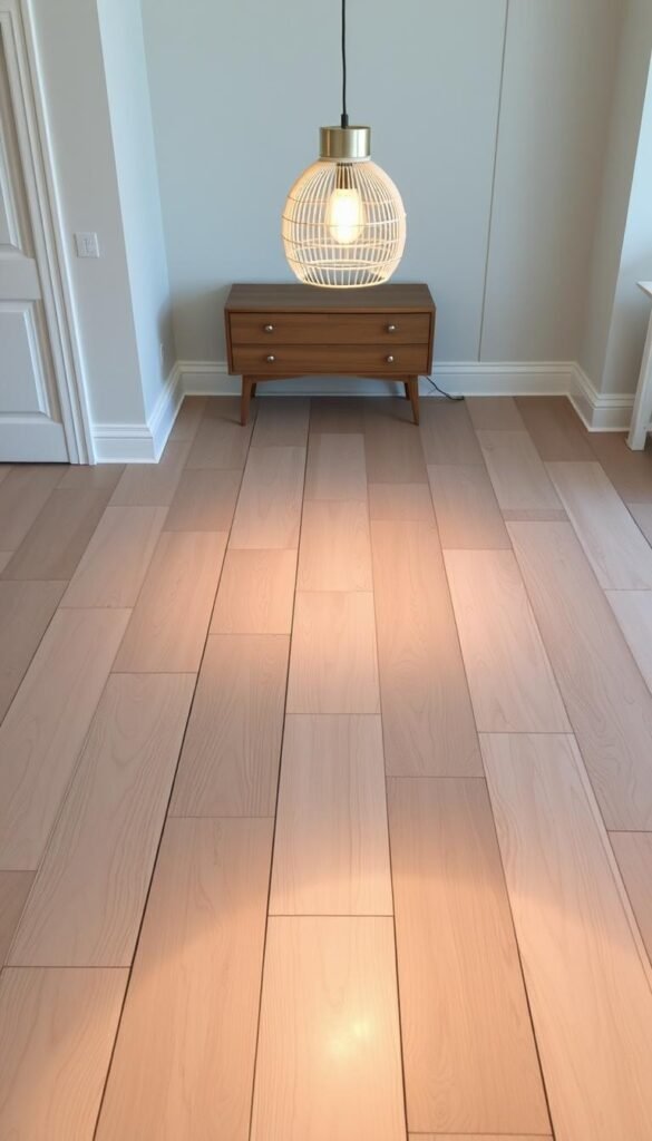 Patterned painted bedroom flooring with an elegant, handcrafted aesthetic. Intricate geometric designs in soft, muted colors adorn the wooden planks, creating a visually striking and cohesive floor. Warm lighting from a central pendant fixture casts a cozy glow, highlighting the subtle textures and variations in the paint. The flooring takes center stage, complementing the minimalist, Scandinavian-inspired decor of the room. A sense of artistry and intentionality permeates the scene, inviting the viewer to appreciate the beauty of thoughtfully designed, patterned floors. Patterned painted bedroom flooring with an elegant, handcrafted aesthetic. Intricate geometric designs in soft, muted colors adorn the wooden planks, creating a visually striking and cohesive floor. Warm lighting from a central pendant fixture casts a cozy glow, highlighting the subtle textures and variations in the paint. The flooring takes center stage, complementing the minimalist, Scandinavian-inspired decor of the room. A sense of artistry and intentionality permeates the scene, inviting the viewer to appreciate the beauty of thoughtfully designed, patterned floors.