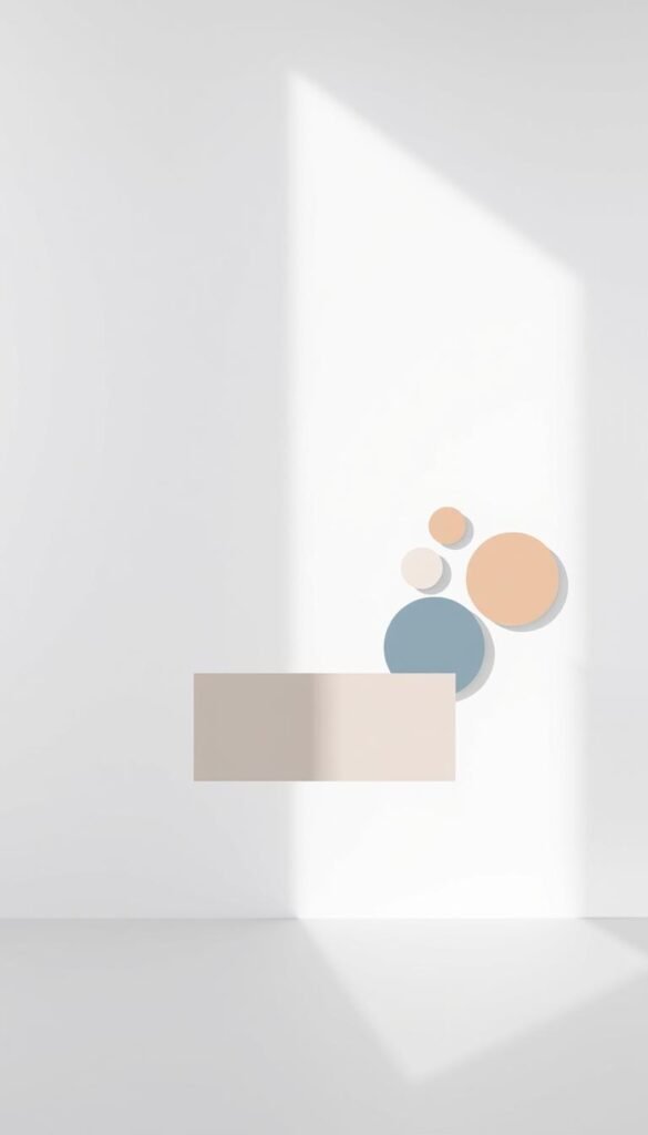 A minimalist, geometric composition showcasing the core principles of minimalist design. In the foreground, a clean, uncluttered rectangular form in a muted, neutral tone floats effortlessly against a simple, white background. The middle ground features a sparse arrangement of basic shapes - circles, triangles, and squares - in a harmonious color palette, suggesting the use of negative space and balance. Soft, diffused lighting casts gentle shadows, highlighting the inherent beauty of the minimalist elements. The overall atmosphere is one of tranquility, order, and visual simplicity, embodying the essence of "less is more" design.