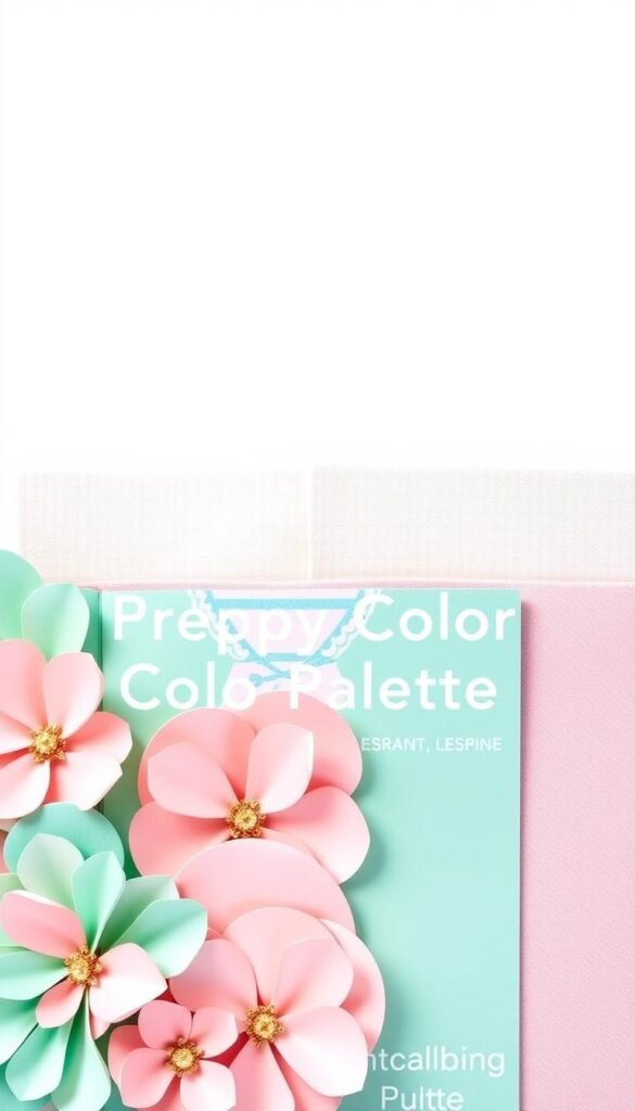 A vibrant array of preppy color palette combinations, showcased against a crisp white backdrop. In the foreground, a harmonious blend of pastel hues - soft pinks, mint greens, and sky blues - elegantly arranged in a visually striking pattern. The middle ground features a subtle texture, perhaps a gently striped fabric or a finely woven material, adding depth and visual interest. In the background, a warm, natural light source casts a soft, diffused glow, creating a sense of warmth and sophistication. The overall composition exudes a fresh, organized, and quintessentially preppy aesthetic, perfectly suited to illustrate the "Establishing Your Preppy Color Palette" section of the article.