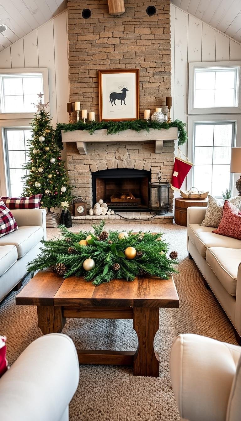 Farmhouse Christmas Living Room Decor Ideas for a Cozy Holiday
