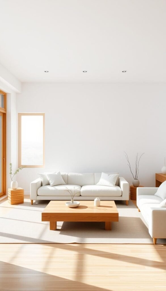 A bright, airy living room with crisp white walls and warm wooden accents. A large window floods the space with natural light, casting a soft, gentle glow. Simple, yet elegant furnishings evoke the Greek design philosophy - a low-profile sofa, minimalist coffee table, and understated decor pieces. The overall atmosphere radiates a sense of tranquility and serenity, a harmonious balance of simplicity and light. A bright, airy living room with crisp white walls and warm wooden accents. A large window floods the space with natural light, casting a soft, gentle glow. Simple, yet elegant furnishings evoke the Greek design philosophy - a low-profile sofa, minimalist coffee table, and understated decor pieces. The overall atmosphere radiates a sense of tranquility and serenity, a harmonious balance of simplicity and light.