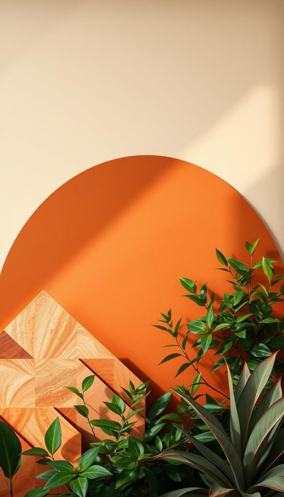 A dynamic color ratio design featuring a harmonious blend of warm earth tones and lush green accents. In the foreground, a carefully curated arrangement of geometric shapes and patterns, their proportions balanced to create a sense of visual equilibrium. In the middle ground, a gradient wash of ochre and sienna hues, subtly transitioning into a verdant foliage backdrop, evocative of a well-tended garden. Soft, diffused lighting casts gentle shadows, accentuating the depth and dimensionality of the composition. The overall atmosphere exudes a serene, nature-inspired ambiance, perfectly suited to inspire a calming and rejuvenating living space.