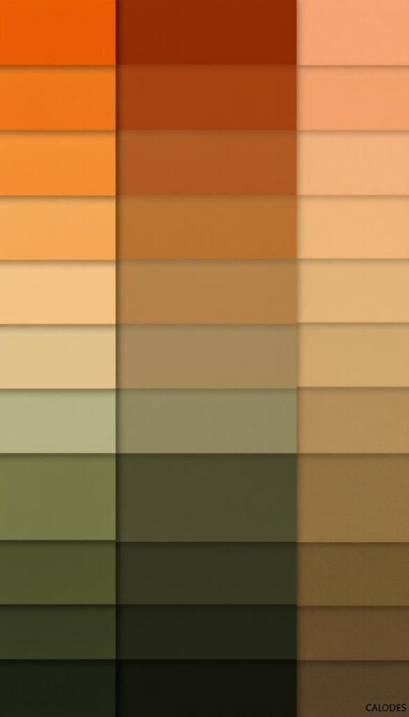 An artistic color spectrum showcasing the rich and natural earthy tones, masterfully blended to create a harmonious and grounded palette. The image features a striking arrangement of subtle hues, from warm ochres and russets to cool sage and muted olive greens, all bathed in soft, diffused lighting that accentuates their depth and nuance. The composition is balanced, with the tones seamlessly transitioning from one to the next, creating a sense of visual unity and a calming, organic aesthetic. This spectrum serves as a visual guide to the earthy, grounded color palette that can inspire and elevate any living space, reflecting the beauty and tranquility of the natural world. An artistic color spectrum showcasing the rich and natural earthy tones, masterfully blended to create a harmonious and grounded palette. The image features a striking arrangement of subtle hues, from warm ochres and russets to cool sage and muted olive greens, all bathed in soft, diffused lighting that accentuates their depth and nuance. The composition is balanced, with the tones seamlessly transitioning from one to the next, creating a sense of visual unity and a calming, organic aesthetic. This spectrum serves as a visual guide to the earthy, grounded color palette that can inspire and elevate any living space, reflecting the beauty and tranquility of the natural world.