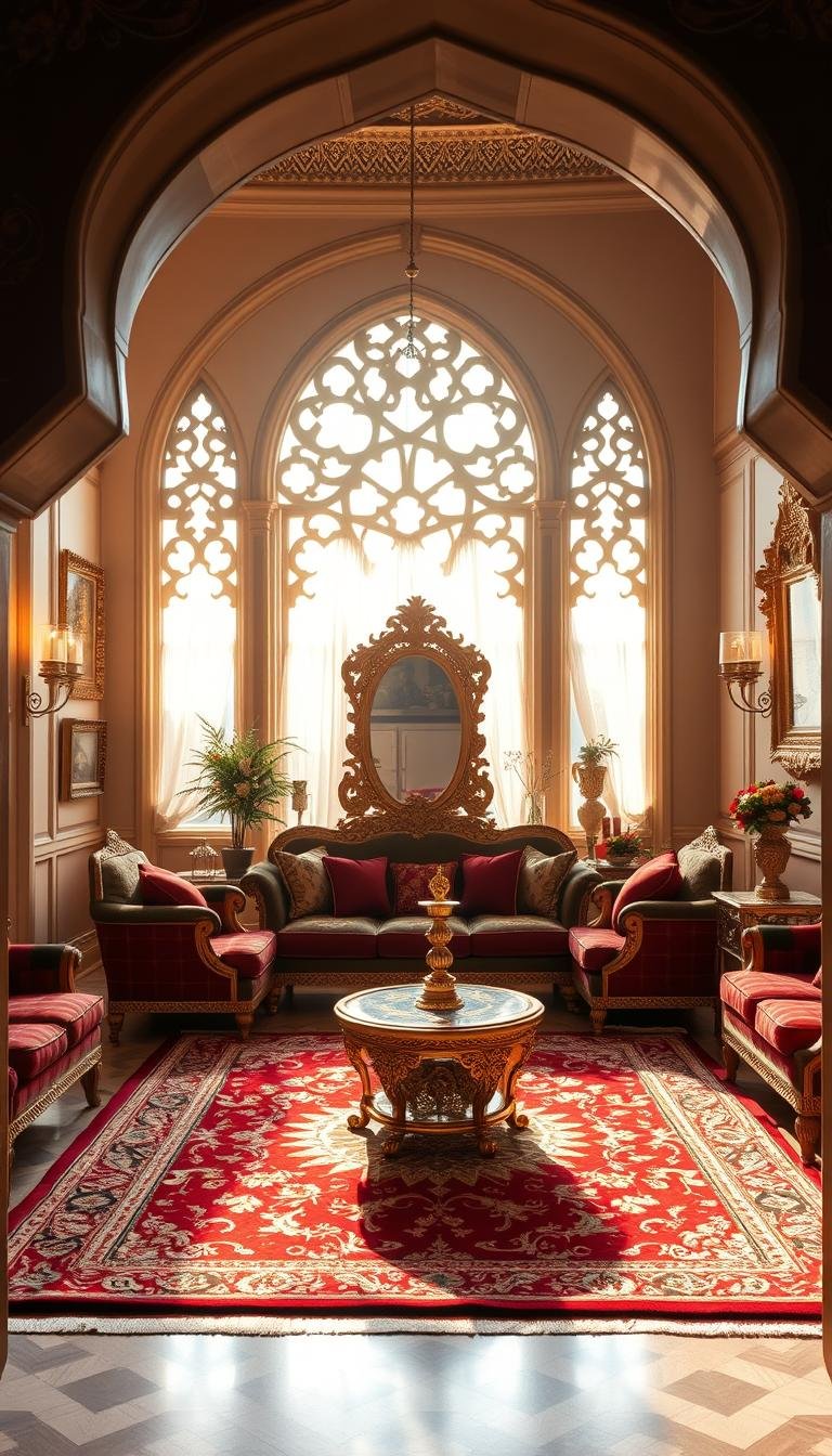 Arabian Living Room Decor Ideas with Golden Touches