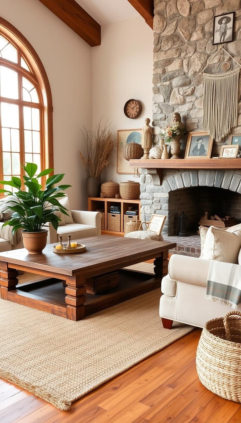 Country Rustic Living Room Decor with Natural Accents
