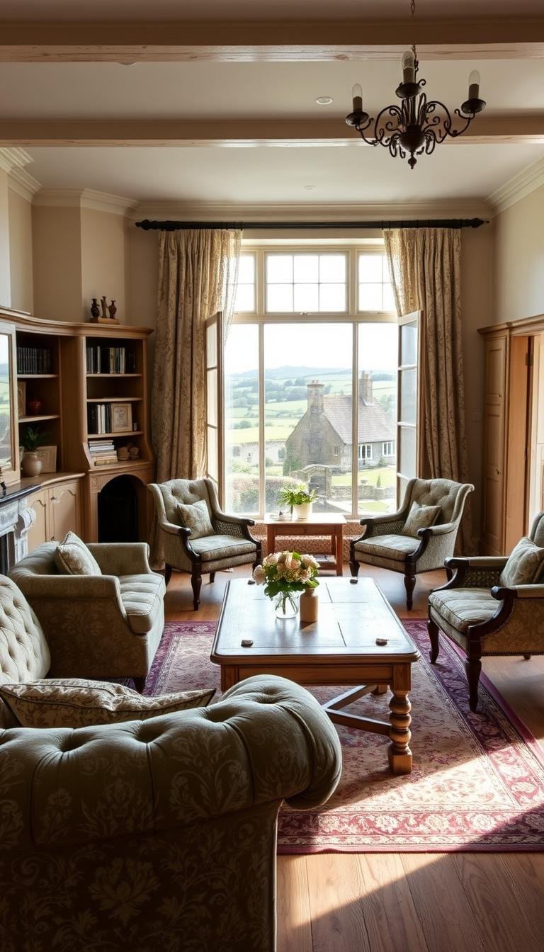 English Country Living Room Decor with Cozy Cottage Charm