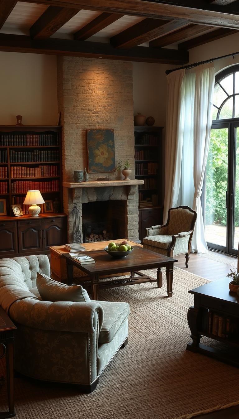 French Country Living Room Decor with Romantic Details