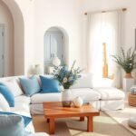 Greek Living Room Decor with Blue-White Harmony