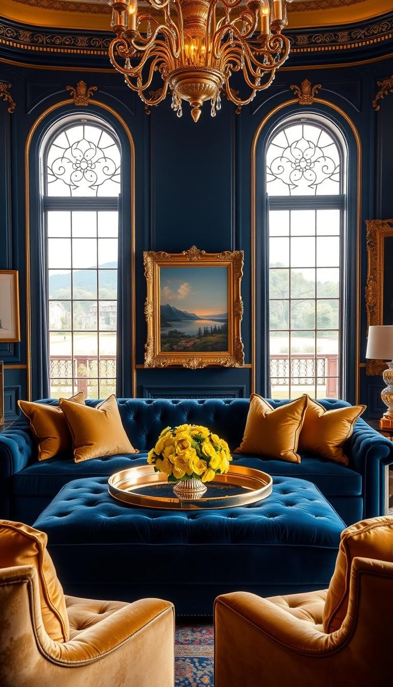 Navy Blue and Gold Living Room Decor You’ll Adore
