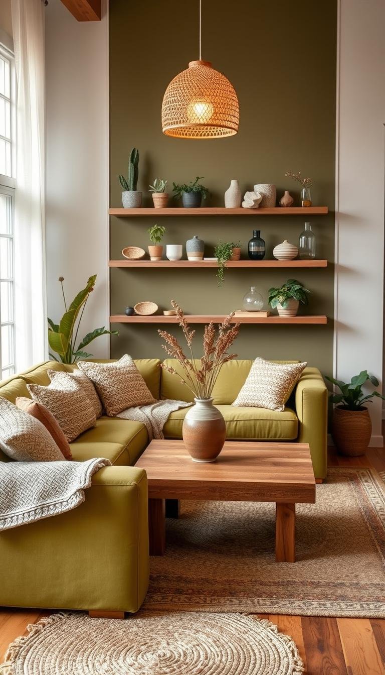 Olive Green Living Room Decor Ideas for Earthy Interiors