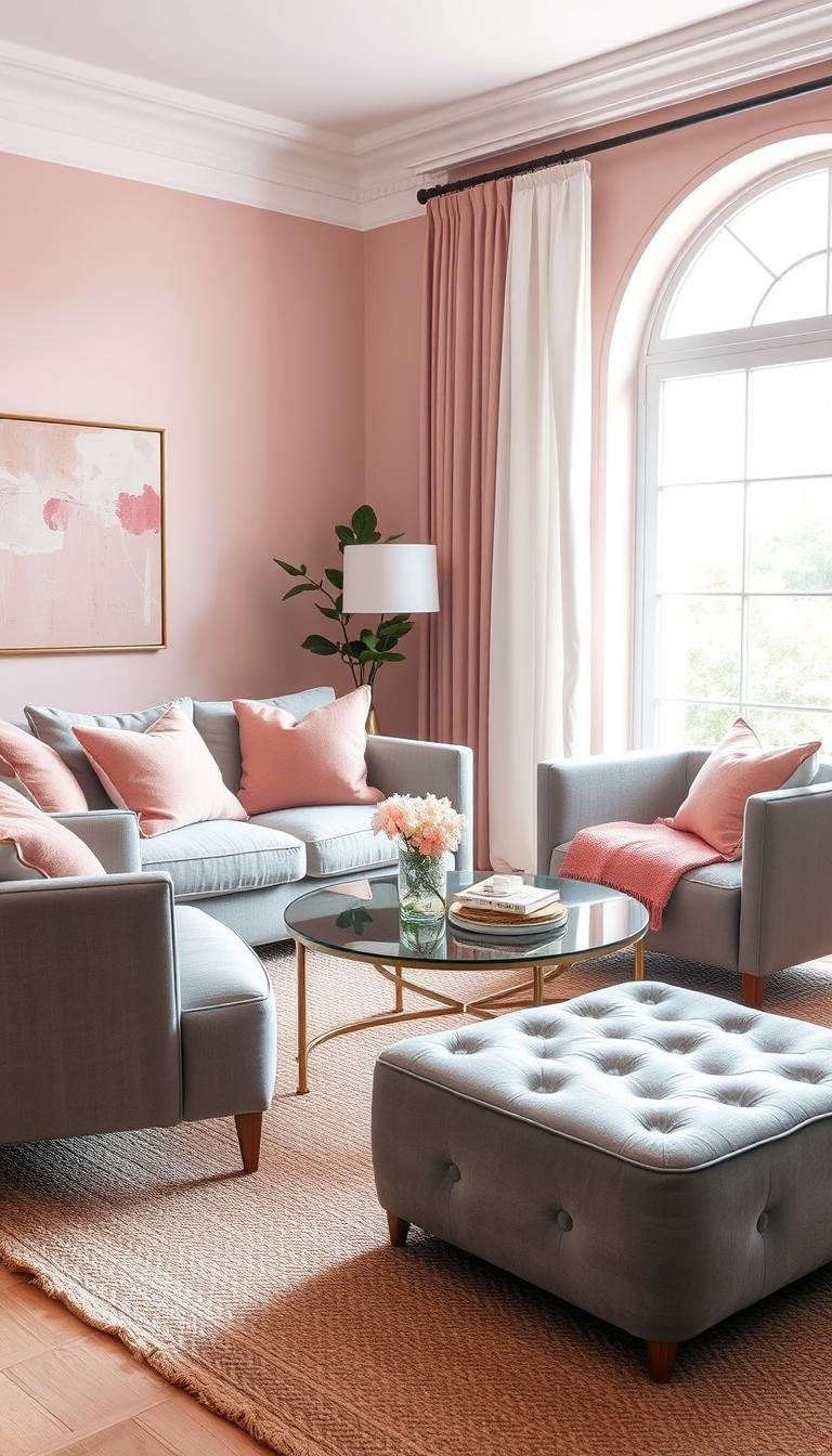 Pink and Gray Living Room Decor Ideas That Feel Chic