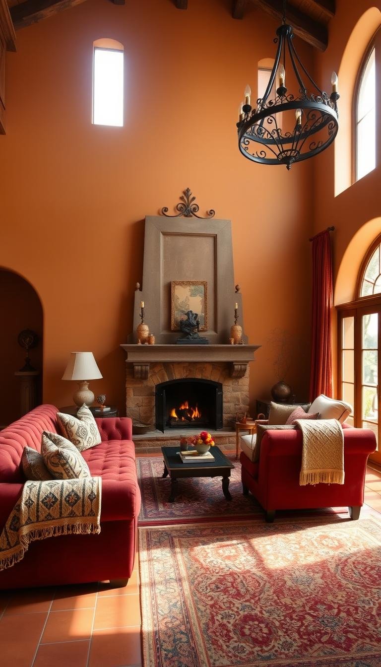 Spanish-Style Living Room Decor Ideas with Warm Colors