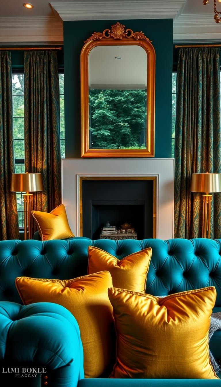 Teal and Gold Living Room Decor Ideas That Pop