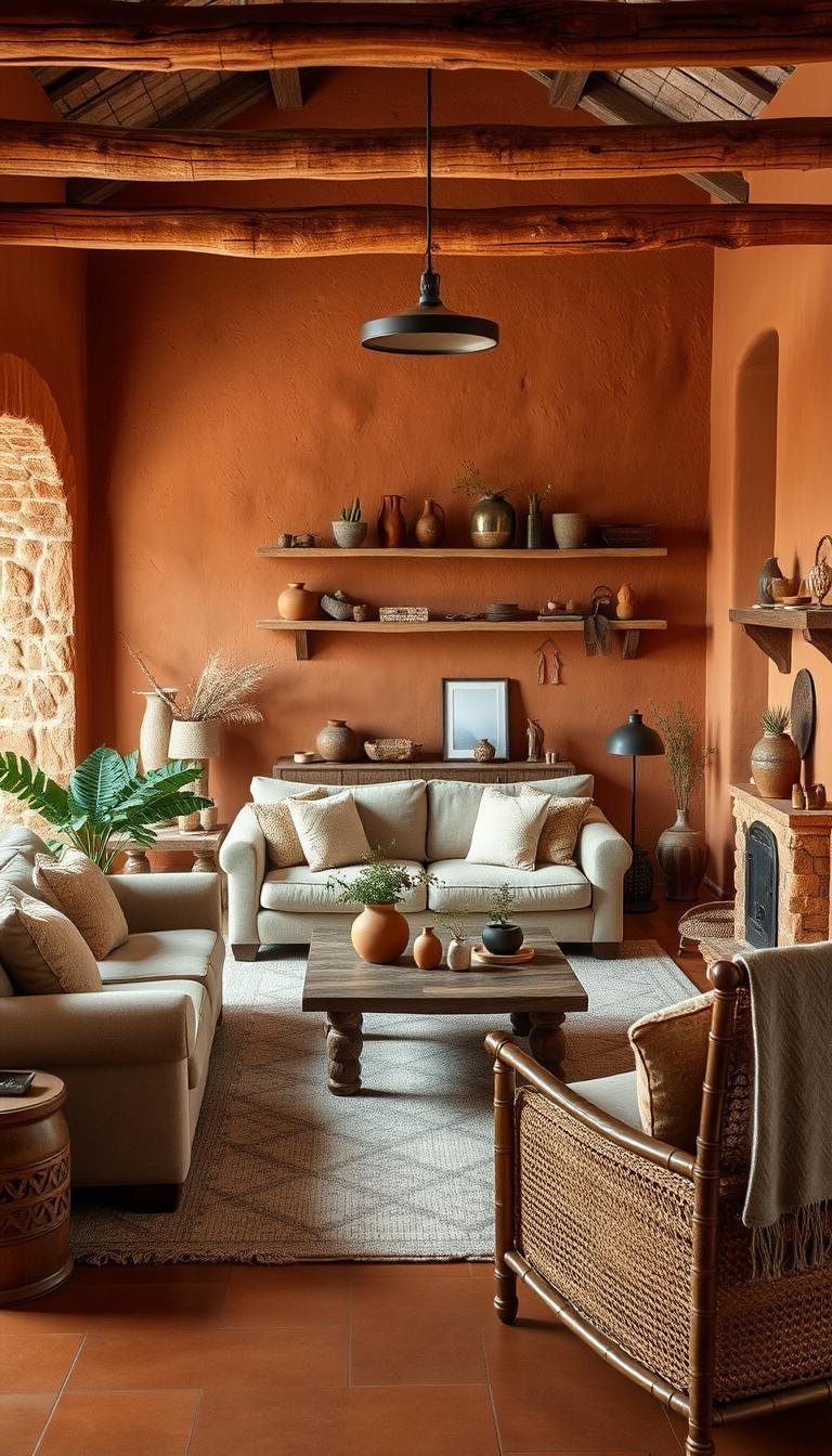 Terracotta Living Room Decor Ideas with Warm Neutrals