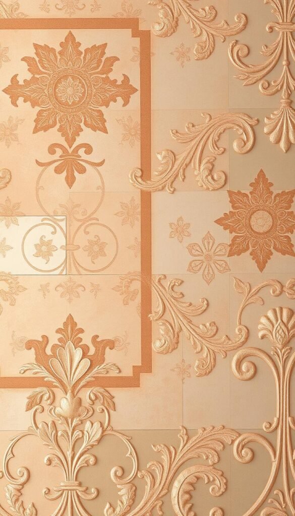 Vintage wall color patterns with a timeless, sophisticated aesthetic. Ornate, intricate designs in muted, earthy tones - soft ochres, dusty pinks, and subtle sage greens. Textured plaster walls with a worn, antique finish, lending an air of weathered elegance. Gently fading floral motifs and delicate geometric patterns create a harmonious, vintage-inspired backdrop. Soft, diffused lighting casts a warm, flattering glow, accentuating the depth and nuance of the color palette. A sense of timeless beauty and refined, understated charm pervades the scene. Vintage wall color patterns with a timeless, sophisticated aesthetic. Ornate, intricate designs in muted, earthy tones - soft ochres, dusty pinks, and subtle sage greens. Textured plaster walls with a worn, antique finish, lending an air of weathered elegance. Gently fading floral motifs and delicate geometric patterns create a harmonious, vintage-inspired backdrop. Soft, diffused lighting casts a warm, flattering glow, accentuating the depth and nuance of the color palette. A sense of timeless beauty and refined, understated charm pervades the scene.