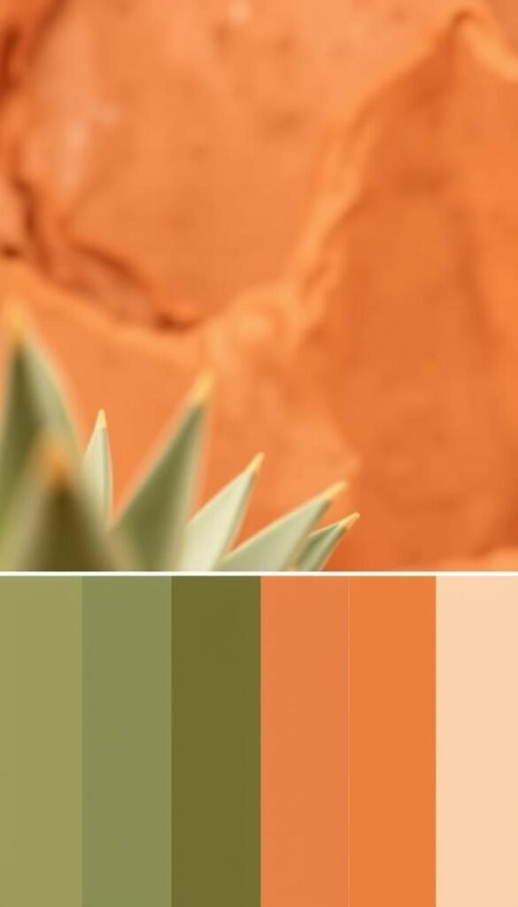 A serene, earthy color palette fills the frame, showcasing a harmonious blend of natural hues. In the foreground, a soft, muted olive green serves as the foundation, complemented by mid-tone beige accents. The middle ground features a warm, terracotta-inspired shade, lending depth and richness to the composition. Subtle hints of ochre and sienna in the background create a cozy, grounded atmosphere, reminiscent of sun-baked earth. The lighting is soft and diffused, casting a gentle, soothing glow that enhances the tranquil, meditative mood. The camera angle is slightly elevated, offering a calming, bird's-eye view of this serene, earthy color palette.