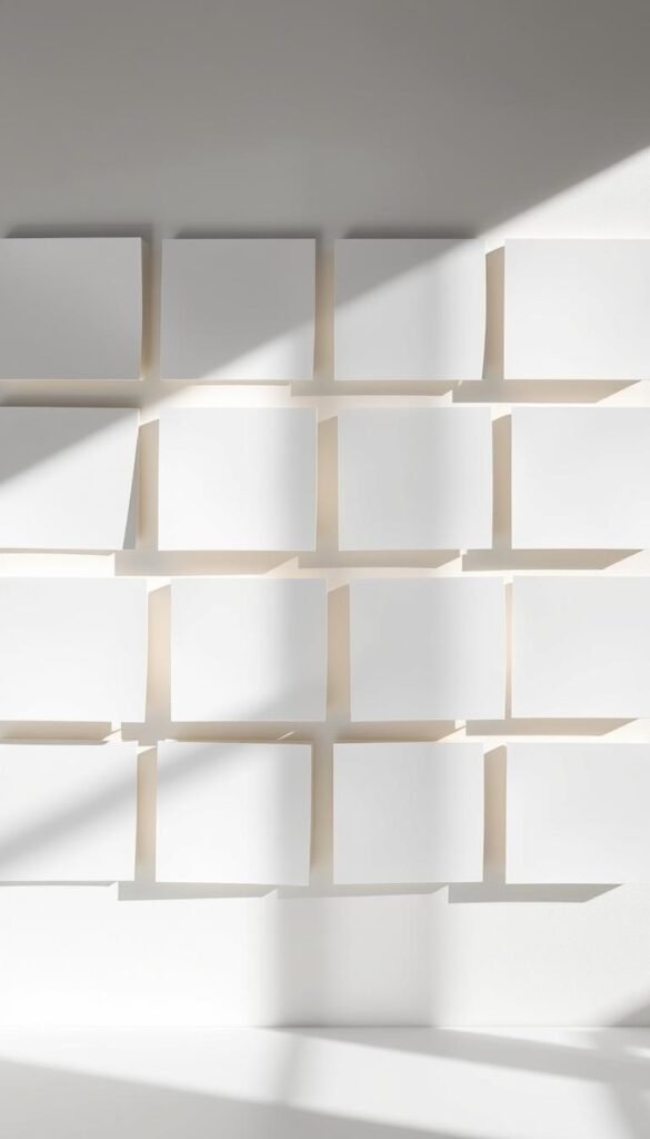 A well-lit, modern display of pristine white paint samples, arranged in a clean, minimalist grid layout. Crisp, high-resolution close-up shots showcasing the subtle variations in shades, textures, and finishes - from matte to satin, eggshell to semi-gloss. Bright, natural lighting casts soft shadows, accentuating the depth and nuance of each paint chip. The samples are presented on a sleek, neutral-toned background, allowing the whites to take center stage. The overall mood is one of refined elegance, perfectly suited to inspire a serene, modern white bedroom aesthetic. A well-lit, modern display of pristine white paint samples, arranged in a clean, minimalist grid layout. Crisp, high-resolution close-up shots showcasing the subtle variations in shades, textures, and finishes - from matte to satin, eggshell to semi-gloss. Bright, natural lighting casts soft shadows, accentuating the depth and nuance of each paint chip. The samples are presented on a sleek, neutral-toned background, allowing the whites to take center stage. The overall mood is one of refined elegance, perfectly suited to inspire a serene, modern white bedroom aesthetic.