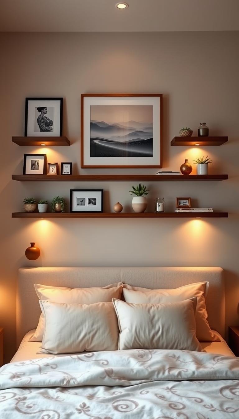 Bedroom Wall Decor Above Bed: Art, Ledges & More