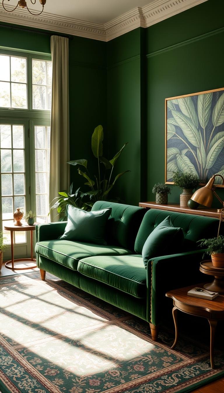 Forest Green Living Room Decor: Deep & Dramatic Color Ideas