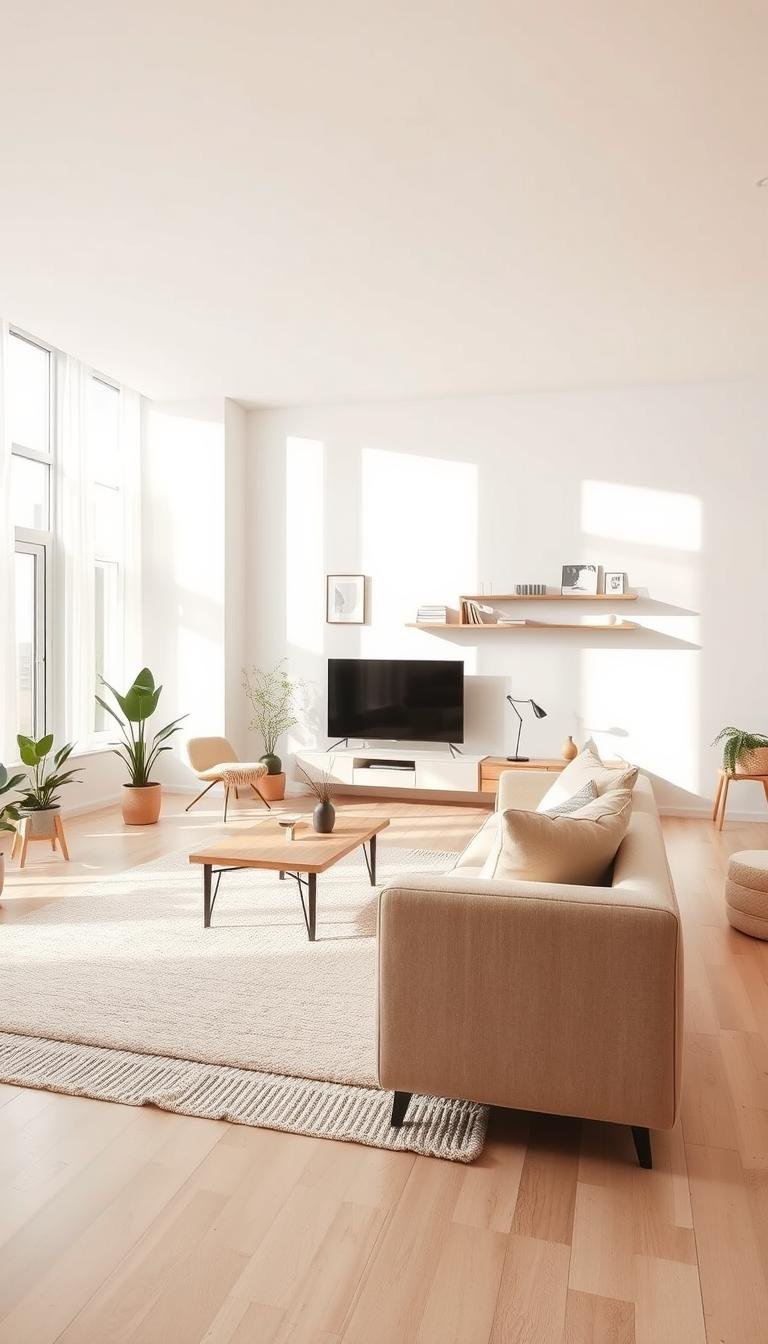 Modern Neutral Minimalist Living Room Ideas for Peaceful Homes