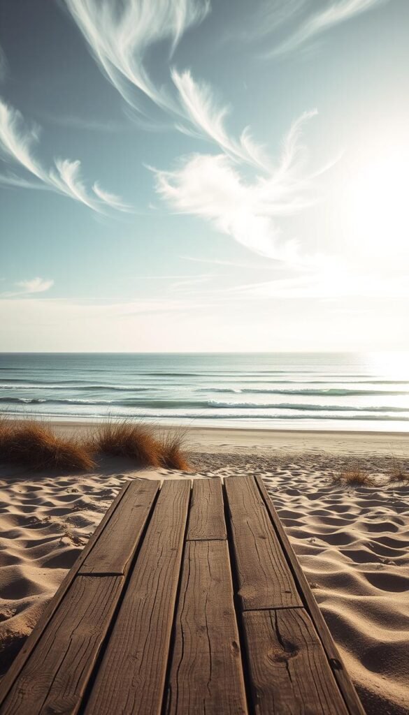 A serene coastal landscape, bathed in warm, golden sunlight filtering through wispy clouds. In the foreground, a palette of soft, muted tones - pale blues, gentle greens, and sandy beiges evoke the tranquil hues of the ocean and shore. The middle ground features a weathered wooden dock or pier, its planks reflecting the play of light and shadow. In the distance, a horizon line where the sky and sea merge seamlessly, painted in a gradient of soft blues and lavenders. The overall atmosphere is one of peaceful, timeless beauty - a perfect embodiment of the coastal color palette. A serene coastal landscape, bathed in warm, golden sunlight filtering through wispy clouds. In the foreground, a palette of soft, muted tones - pale blues, gentle greens, and sandy beiges evoke the tranquil hues of the ocean and shore. The middle ground features a weathered wooden dock or pier, its planks reflecting the play of light and shadow. In the distance, a horizon line where the sky and sea merge seamlessly, painted in a gradient of soft blues and lavenders. The overall atmosphere is one of peaceful, timeless beauty - a perfect embodiment of the coastal color palette.