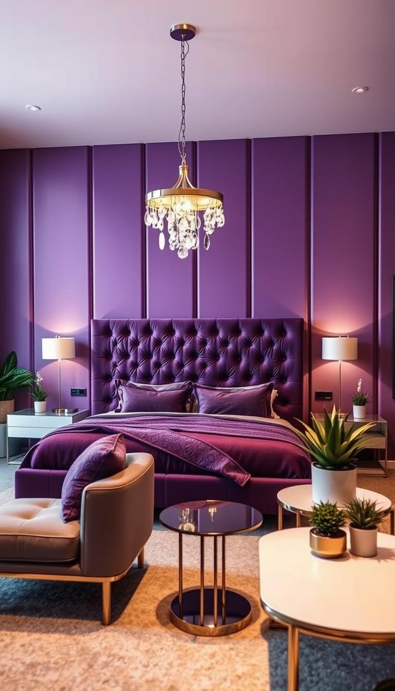 Top Design Ideas for Modern Purple Bedrooms