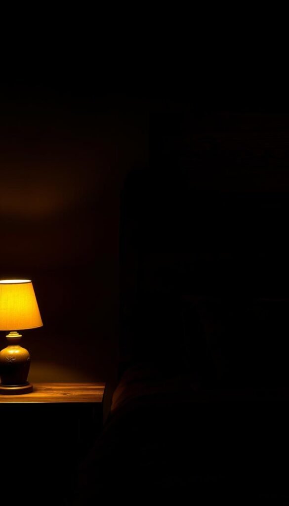 A dimly lit bedroom with a warm, cozy ambiance. In the foreground, a rustic wooden nightstand with a table lamp casting a soft, amber glow. On the wall, a textured wood panel accent, its natural grains and knots adding depth and character to the space. In the middle ground, a wooden headboard, its rich, dark tones complementing the moody atmosphere. The background features shadowy corners, hinting at the tranquil, secluded nature of this intimate retreat. Subtle lighting from hidden sources creates a serene, intimate vibe, drawing the viewer's attention to the harmonious interplay of wood and shadow. A dimly lit bedroom with a warm, cozy ambiance. In the foreground, a rustic wooden nightstand with a table lamp casting a soft, amber glow. On the wall, a textured wood panel accent, its natural grains and knots adding depth and character to the space. In the middle ground, a wooden headboard, its rich, dark tones complementing the moody atmosphere. The background features shadowy corners, hinting at the tranquil, secluded nature of this intimate retreat. Subtle lighting from hidden sources creates a serene, intimate vibe, drawing the viewer's attention to the harmonious interplay of wood and shadow.