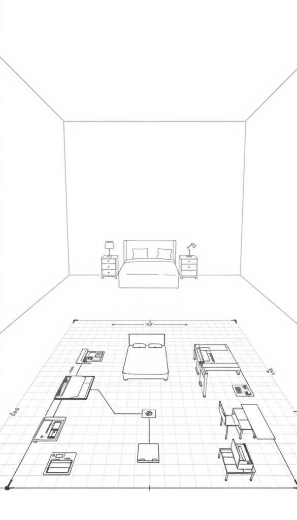 A minimalist Bloxburg bedroom layout plan, captured in a detailed digital sketch. In the foreground, a grid-like blueprint outlines the room's dimensions, furniture placement, and traffic flow. The middle ground features various furniture icons - a bed, nightstands, a dresser, and a desk - arranged in a cohesive, functional manner. The background depicts a clean, neutral-toned interior, with subtle lighting accents highlighting the spatial organization. The overall composition conveys a sense of order, balance, and intentional design - a strong foundation for an aesthetically pleasing Bloxburg bedroom. A minimalist Bloxburg bedroom layout plan, captured in a detailed digital sketch. In the foreground, a grid-like blueprint outlines the room's dimensions, furniture placement, and traffic flow. The middle ground features various furniture icons - a bed, nightstands, a dresser, and a desk - arranged in a cohesive, functional manner. The background depicts a clean, neutral-toned interior, with subtle lighting accents highlighting the spatial organization. The overall composition conveys a sense of order, balance, and intentional design - a strong foundation for an aesthetically pleasing Bloxburg bedroom.