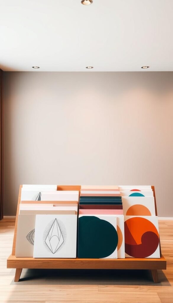 A well-lit, minimalist product display showcasing a selection of modern, high-quality wall decals. The foreground features a sleek, wooden display stand holding various decal samples in a range of complementary colors, including muted pastels, earthy tones, and bold, vibrant hues. The middle ground depicts a simple, neutral-toned wall backdrop, allowing the decals to take center stage. The lighting is soft and diffused, creating a warm, inviting atmosphere that highlights the texture and nuance of each decal design. The overall composition conveys a sense of curation, inspiration, and the potential for personalized, aesthetic wall decoration. A well-lit, minimalist product display showcasing a selection of modern, high-quality wall decals. The foreground features a sleek, wooden display stand holding various decal samples in a range of complementary colors, including muted pastels, earthy tones, and bold, vibrant hues. The middle ground depicts a simple, neutral-toned wall backdrop, allowing the decals to take center stage. The lighting is soft and diffused, creating a warm, inviting atmosphere that highlights the texture and nuance of each decal design. The overall composition conveys a sense of curation, inspiration, and the potential for personalized, aesthetic wall decoration.