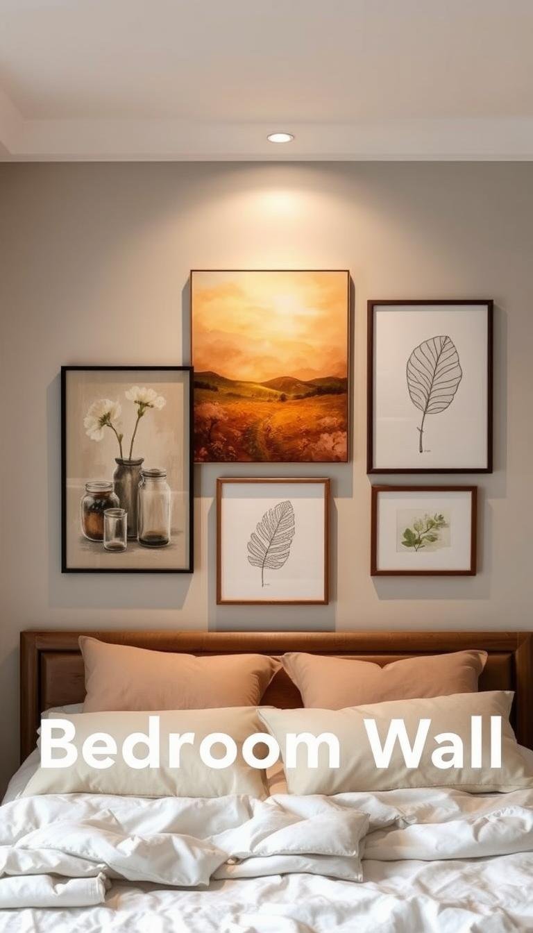 bedroom art above bed