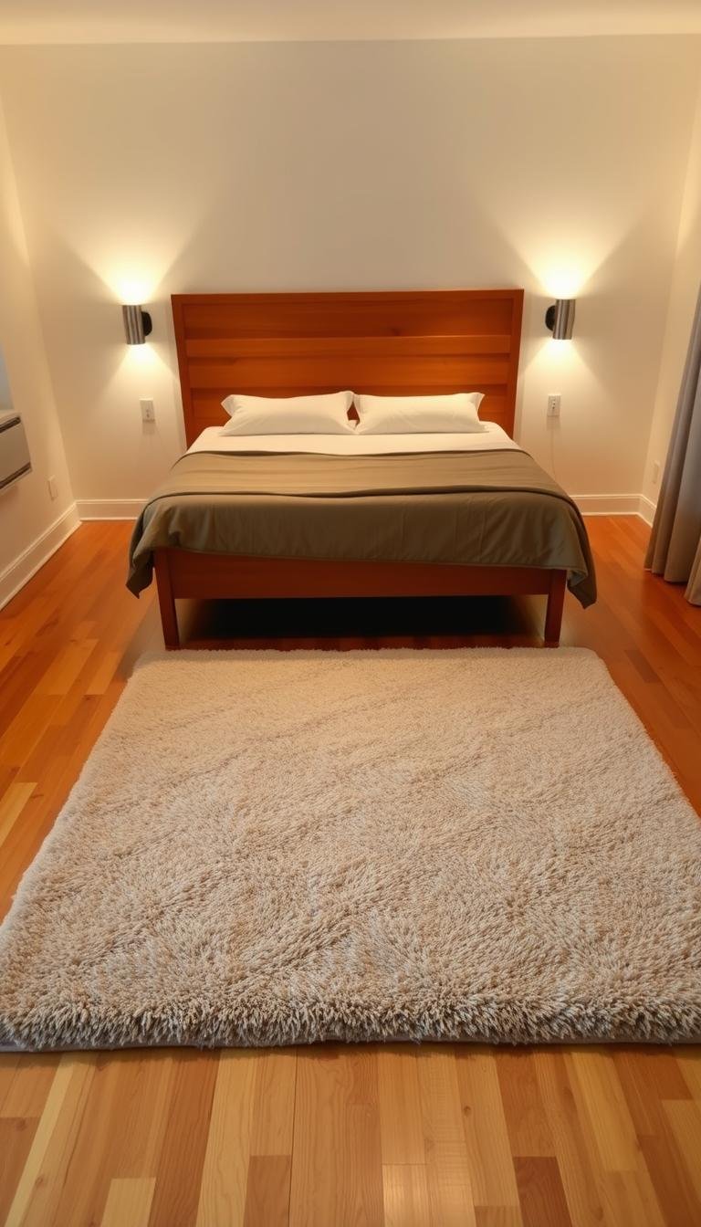 bedroom rug placement
