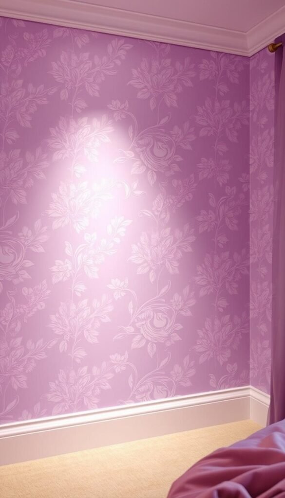 A beautifully designed lilac accent wall, with delicate floral patterns and a soft, diffused lighting. The wall is the focal point of the room, creating a warm and inviting atmosphere. The lighting casts a gentle, dreamy glow, highlighting the intricate textures and subtle hues of the wallpaper. The camera angle captures the wall in a slightly oblique view, showcasing its depth and dimension. The overall aesthetic is one of feminine elegance and tranquility, perfectly complementing the "Lilac Girls Bedroom Ideas That Feel So Soft" theme. A beautifully designed lilac accent wall, with delicate floral patterns and a soft, diffused lighting. The wall is the focal point of the room, creating a warm and inviting atmosphere. The lighting casts a gentle, dreamy glow, highlighting the intricate textures and subtle hues of the wallpaper. The camera angle captures the wall in a slightly oblique view, showcasing its depth and dimension. The overall aesthetic is one of feminine elegance and tranquility, perfectly complementing the "Lilac Girls Bedroom Ideas That Feel So Soft" theme.