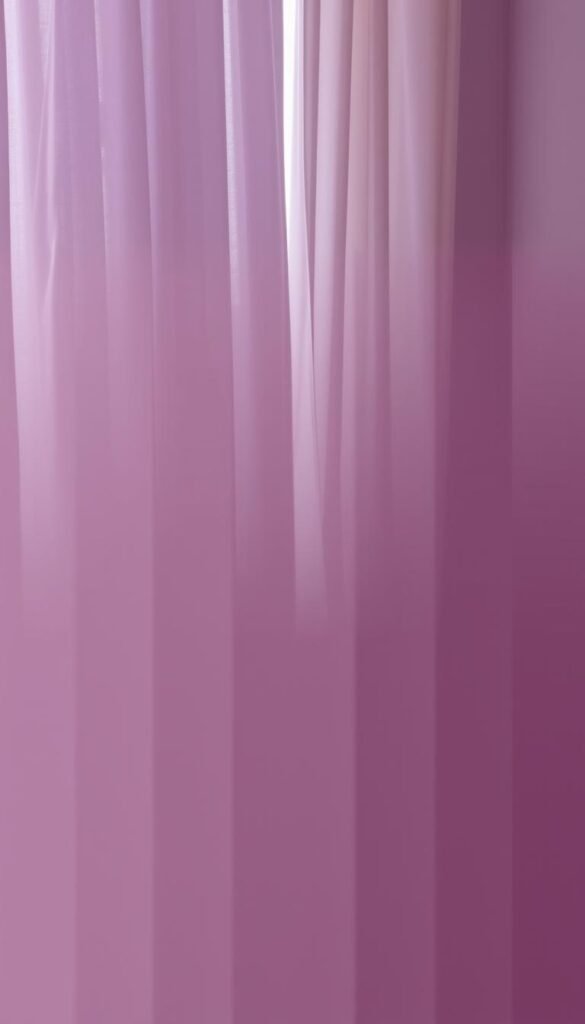 A serene spectrum of muted mauve hues, from soft lavender to deep plum, laid out in a harmonious gradient across the frame. The shades cascade gently, illuminated by a soft, diffused natural light filtering through airy curtains. Delicate textures and subtle variations lend depth, creating a soothing, enveloping atmosphere. The overall palette evokes a sense of tranquility and understated elegance, perfectly suited to inspire a serene, refined mauve-themed bedroom space.