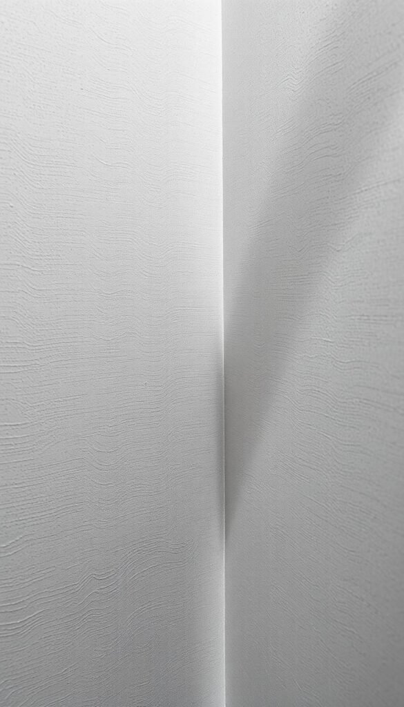 Textured grey walls with a soft, dreamy atmosphere. A close-up view showcasing the intricate patterns and undulations of the surface, capturing the interplay of light and shadow. The walls have a subtle, weathered appearance, hinting at a sense of timelessness. The lighting is soft and diffused, creating a calming, ethereal ambiance. The camera angle is slightly elevated, providing a slightly angled perspective that emphasizes the depth and dimensionality of the textured design. The overall mood is serene, inviting the viewer to imagine the tranquil setting of a light-filled, airy bedroom.