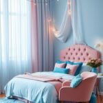 blue and pink bedroom
