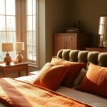 green and terracotta bedroom