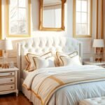 white and gold bedroom