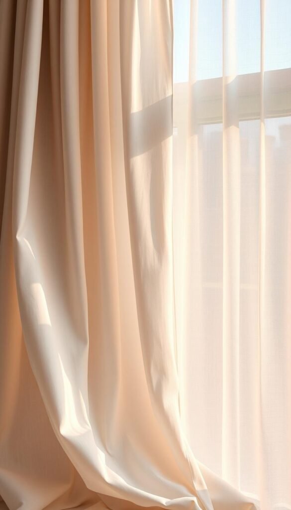 A delicate, billowing fabric texture of luxurious white and grey curtains, softly illuminated by warm, natural light filtering through a large window. The curtains are made of a high-quality, silky material that drapes elegantly, creating a cozy and sophisticated ambiance. The texture is a harmonious blend of smooth satin and subtly textured linen, adding depth and visual interest. The curtains are gently flowing, hinting at a gentle breeze, and casting gentle shadows that add depth and dimension to the scene. The overall mood is one of relaxation, comfort, and refined elegance, perfectly suited for a chic bedroom interior. A delicate, billowing fabric texture of luxurious white and grey curtains, softly illuminated by warm, natural light filtering through a large window. The curtains are made of a high-quality, silky material that drapes elegantly, creating a cozy and sophisticated ambiance. The texture is a harmonious blend of smooth satin and subtly textured linen, adding depth and visual interest. The curtains are gently flowing, hinting at a gentle breeze, and casting gentle shadows that add depth and dimension to the scene. The overall mood is one of relaxation, comfort, and refined elegance, perfectly suited for a chic bedroom interior.