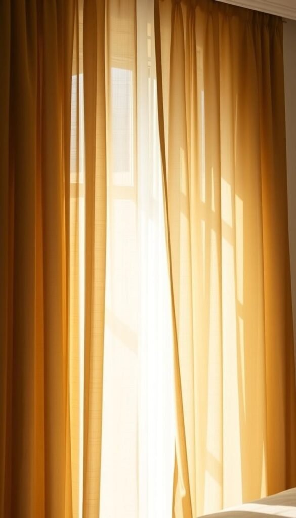 A shimmering, gossamer-like panel of delicate, olive-toned sheer curtains, gently billowing in a soft breeze. The fabric flows and cascades, creating a serene, airy atmosphere. Warm, diffused natural light filters through the diaphanous panels, casting a soothing, tranquil glow throughout the space. The curtains are meticulously pleated, with subtle texture and a slight sheen, adding an elegant, refined touch. The overall scene evokes a sense of lightness, comfort, and organic sophistication, perfectly complementing the earthy, muted tones of an olive green bedroom. A shimmering, gossamer-like panel of delicate, olive-toned sheer curtains, gently billowing in a soft breeze. The fabric flows and cascades, creating a serene, airy atmosphere. Warm, diffused natural light filters through the diaphanous panels, casting a soothing, tranquil glow throughout the space. The curtains are meticulously pleated, with subtle texture and a slight sheen, adding an elegant, refined touch. The overall scene evokes a sense of lightness, comfort, and organic sophistication, perfectly complementing the earthy, muted tones of an olive green bedroom.