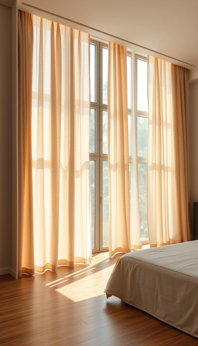 Beige Bedroom Curtains for Warm Minimal Interiors
