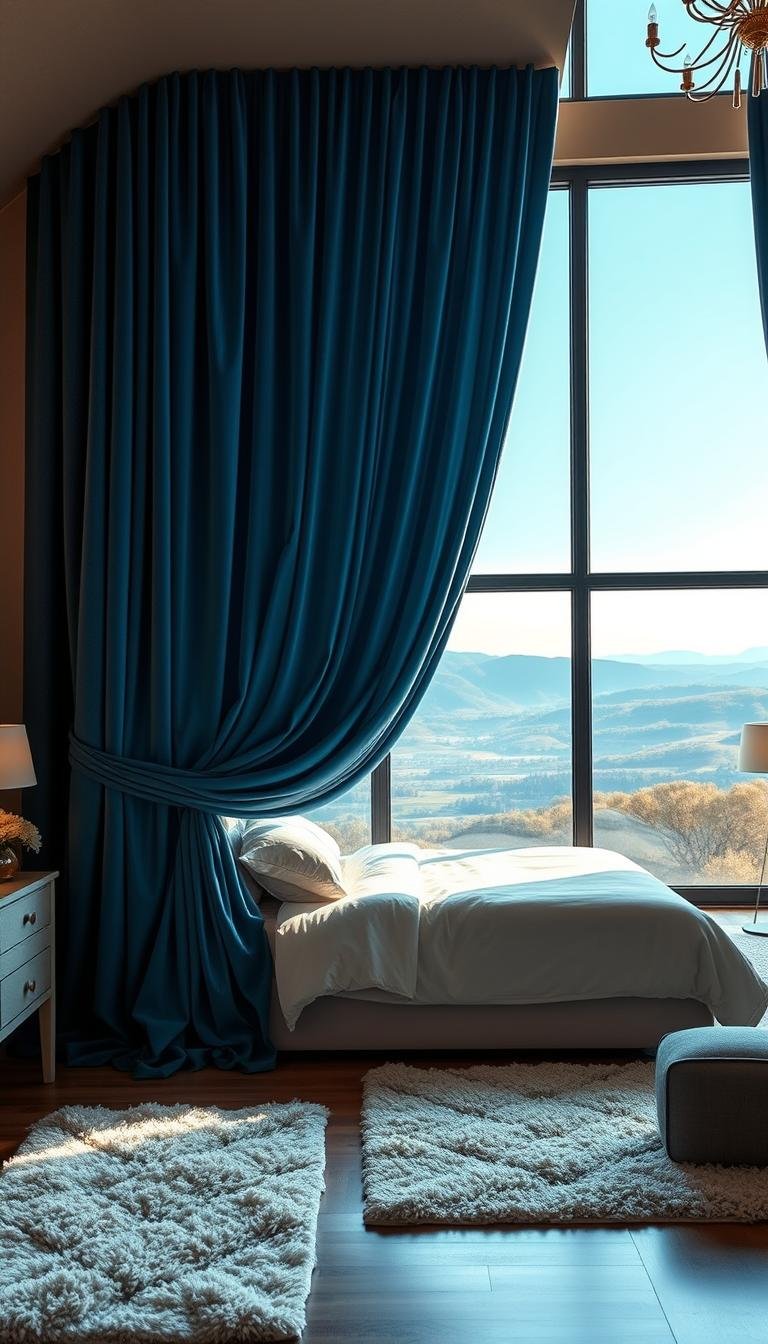Blue Velvet Curtains for Luxury Bedrooms