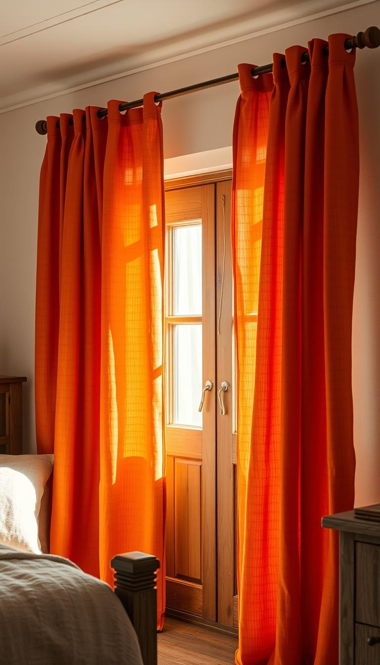 Burnt Orange Bedroom Curtains for a Rustic Look