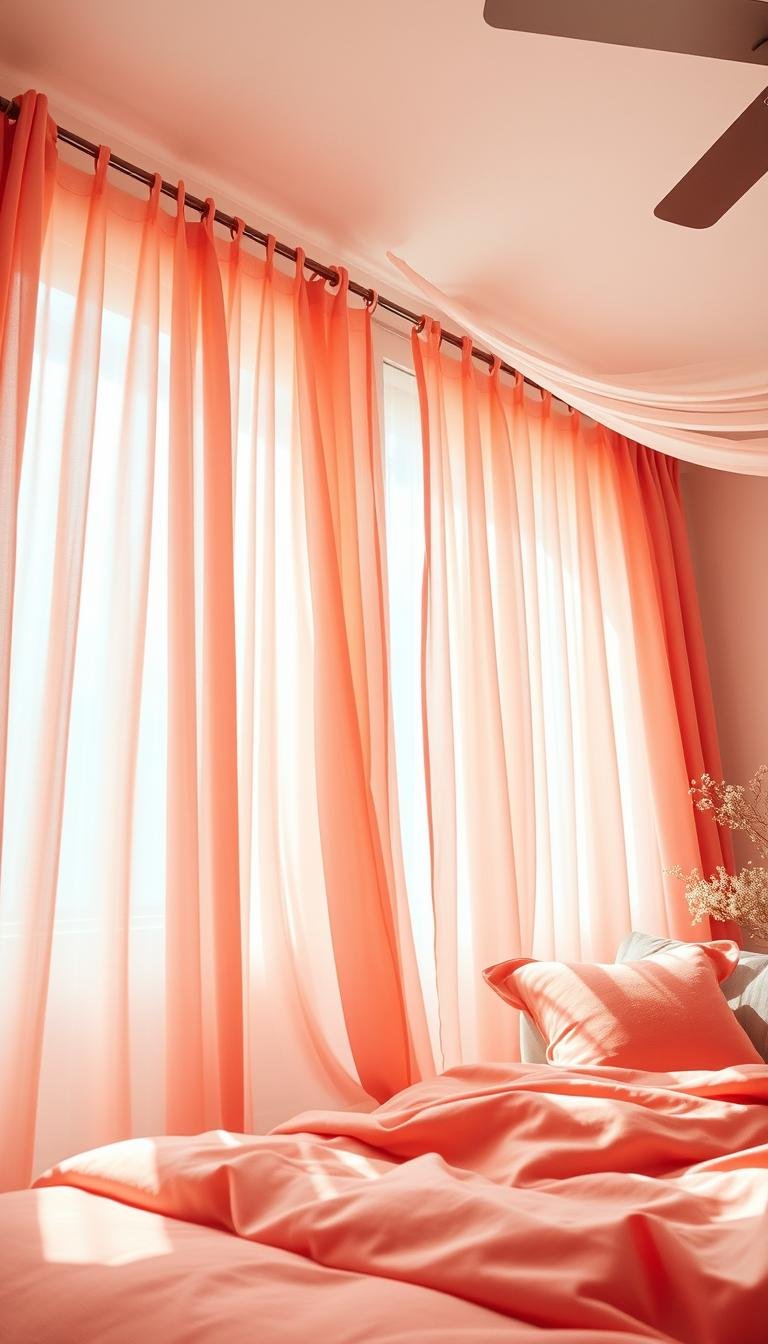Coral Bedroom Curtains That Add Cheerful Energy