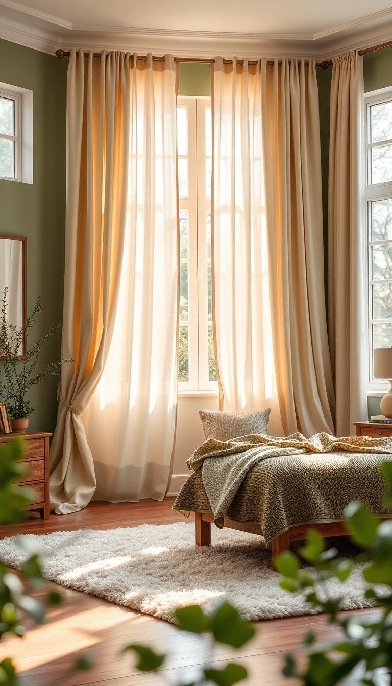 Cream and Sage Curtain Pairings for Bedrooms