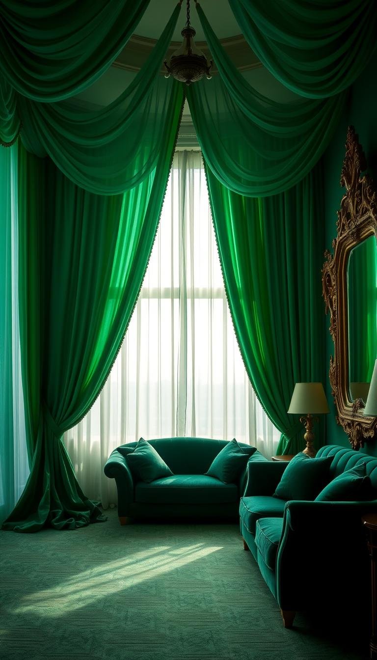Emerald Green Bedroom Curtains for Luxe Style