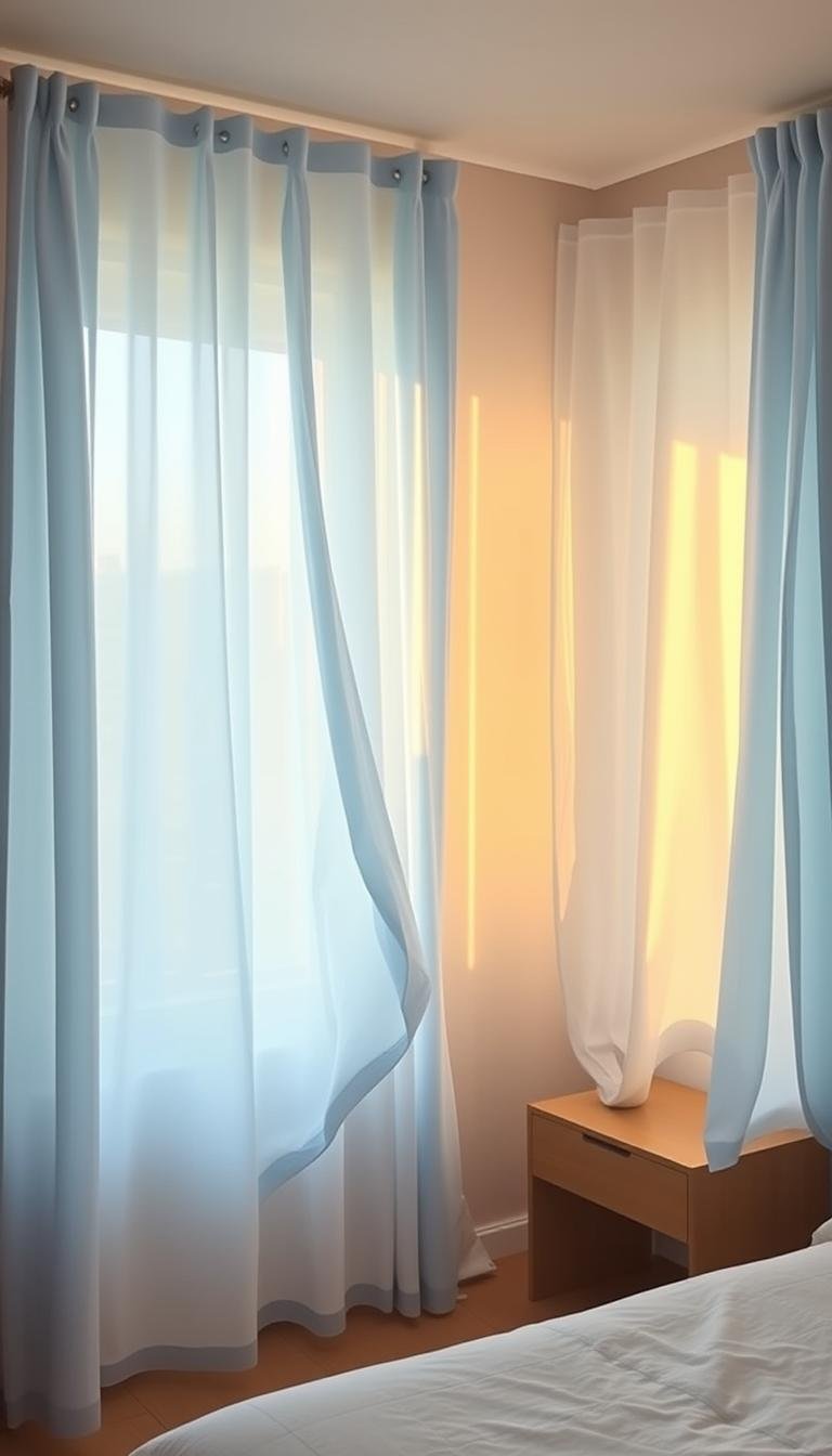 Light Blue Curtains for Airy Bedroom Design