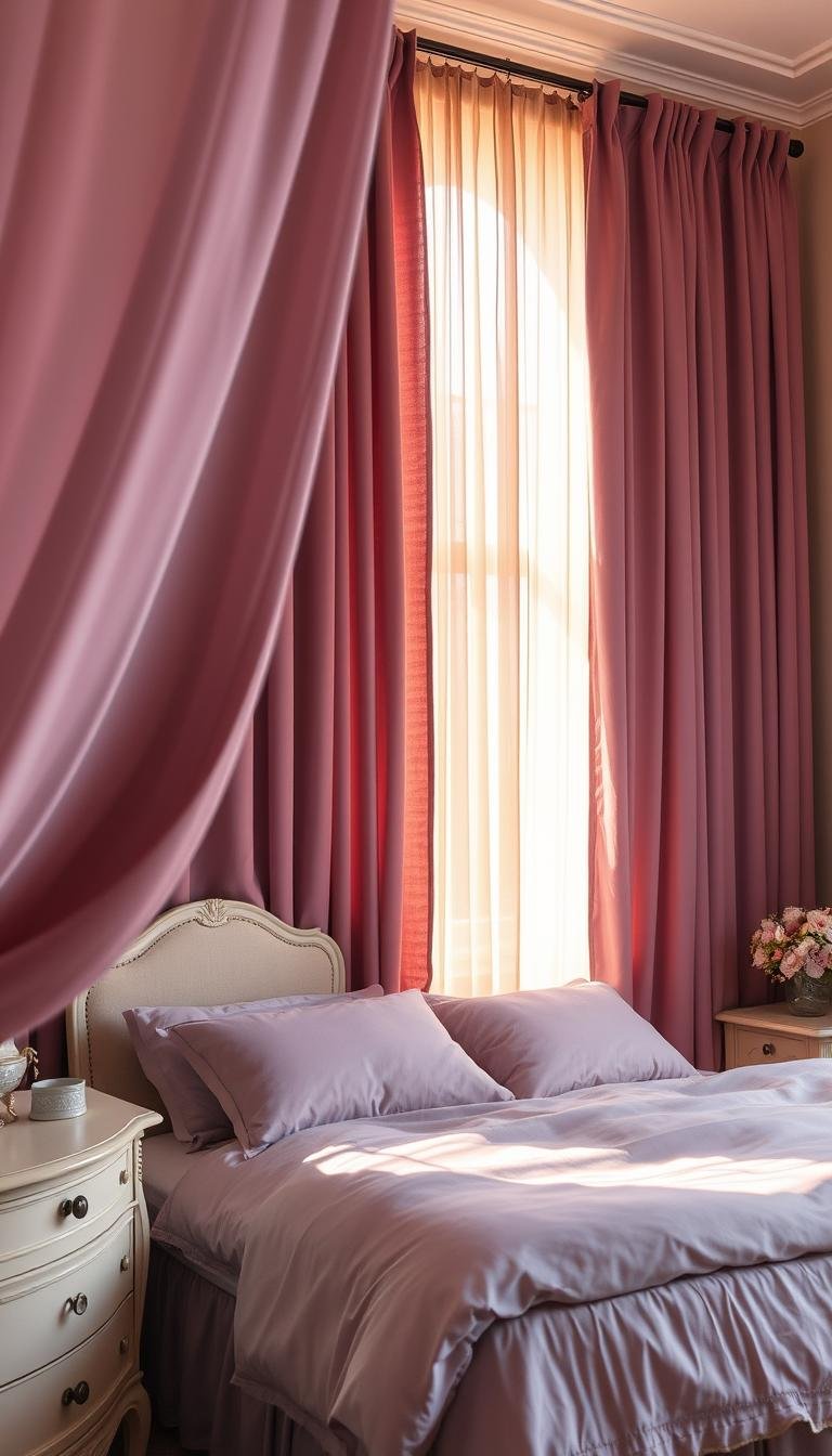 Mauve Bedroom Curtains for Soft Romantic Tones