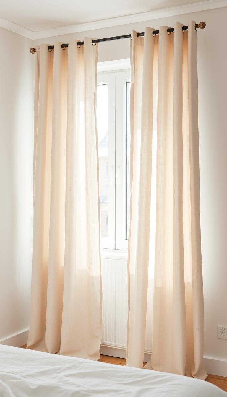 Neutral Linen Curtains for Scandinavian Bedrooms
